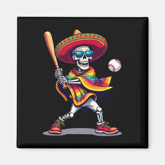 Mariachi Skeleton Baseball Cinco De Mayo Mexican S Magnet (Vorne)