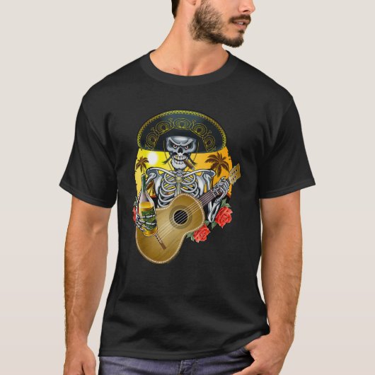 Mariachi Skeleton Dia De Los Muertos Day of the De T-Shirt (Vorderseite)