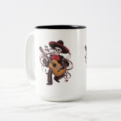 Mariachi Skeleton Groove Zweifarbige Tasse (Vorderseite Links)