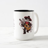 Mariachi Skeleton Groove Zweifarbige Tasse (VorderseiteRechts)