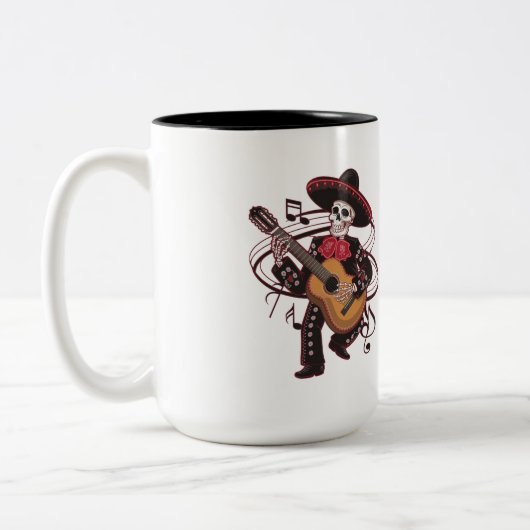 Mariachi Skeleton Groove Zweifarbige Tasse (Links)