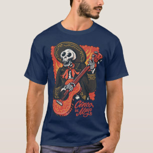 Mariachi Skeleton Playing Guitar Cinco de Mayo  T-Shirt
