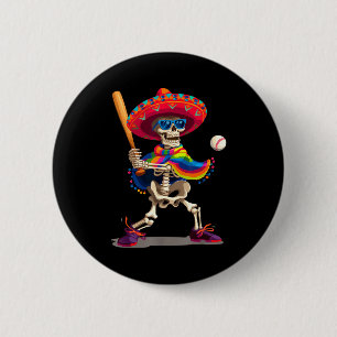 Mariachi-Skelett Baseball Cinco de Mayo mexikanisc Button