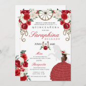 Mariachi Sombrero Quinceañera, Roter Western Einladung (Vorne/Hinten)