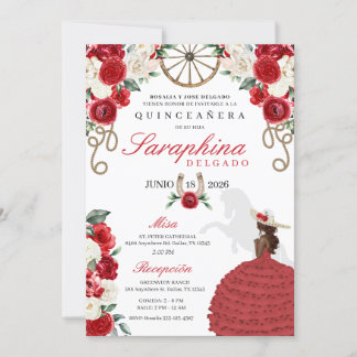 Mariachi Sombrero Quinceañera, Roter Western Einladung