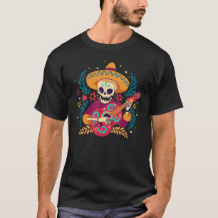 Mariachi Tag des Toten Skeletts Cinco de Mayo Mexi T-Shirt