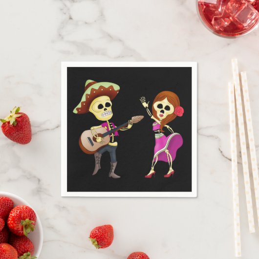 Mariachi tanzend Couple Day of the Dead Serviette (Beispiel)