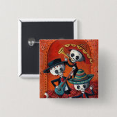 Mariachi-Trio Dia de Los Muertos Skeleton Button (Vorne & Hinten)