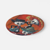 Mariachi-Trio Dia de Los Muertos Skeleton Pappteller (Schrägansicht)