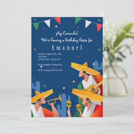 Mariachi Typ Einladung (Stehend Vorderseite)