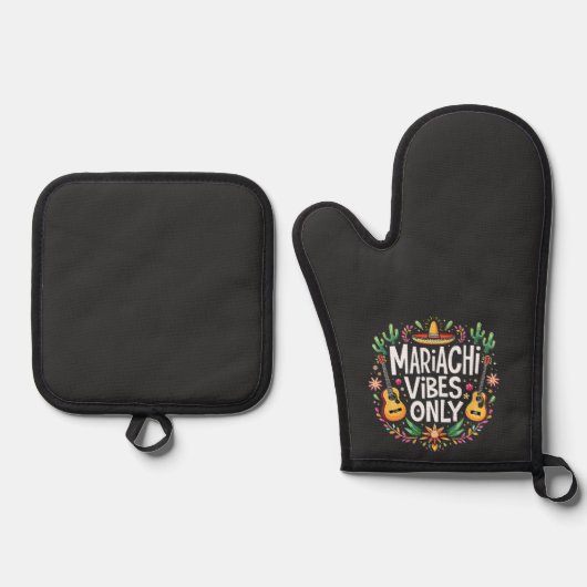 Mariachi Vibes Only Mexico Saxophone Music Lovers Ofenhandschuh & Topflappen-Set (Vorderseite)