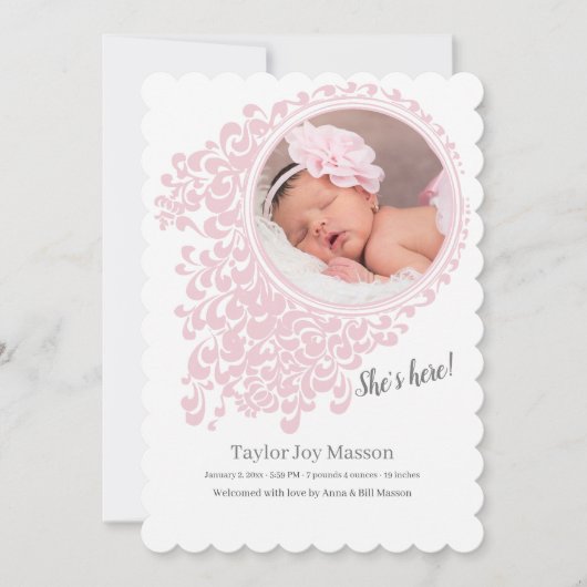 Mariah Foto Geburtserklärung Einladung (Vorderseite)