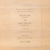 Mariah Minimal Elegant Wedding Acryleinladungen (Vorderseite)