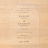 Mariah Minimal Elegant Wedding Acryleinladungen (Vorderseite)