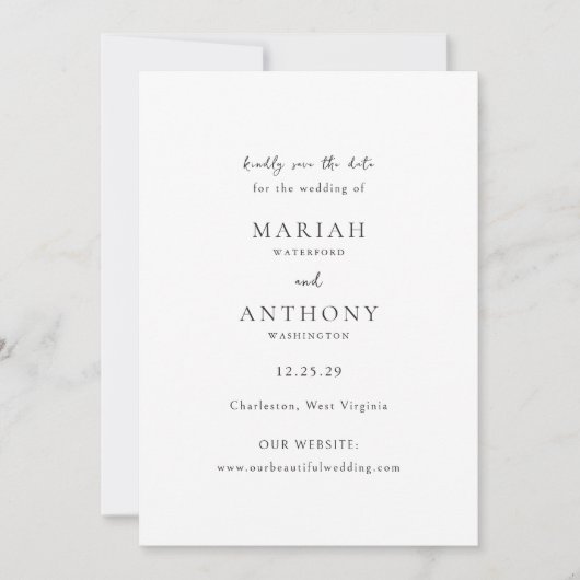Mariah Minimal Elegant Wedding Save The Date (Vorderseite)