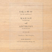 Mariah Minimal Elegant Wedding Save the Date Acryleinladungen (Vorderseite)
