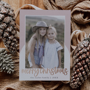 MARIAH Rose Gold Foil Fun Familie Foto Weihnachten Folien Feiertagskarte