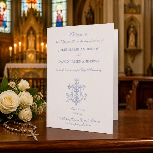 Marian Blue Cross Katholic Wedding Program