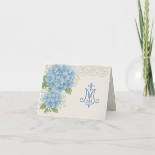 Marian Blue Hydrangea und Lace Katholic Notecard Dankeskarte (Vorderseite)