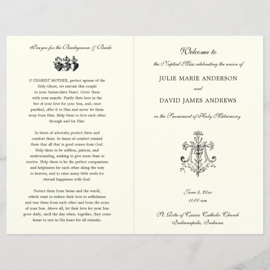 Marian Cross-Catholic Wedding Program (Vorderseite)