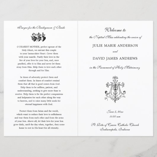 Marian Cross-Catholic Wedding Program (Vorderseite)