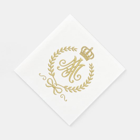 Marian Crown Monogram in Gold-Katholic Serviette (Ecke)