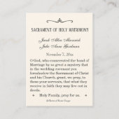 Marian Katholic Gastgeschenk Hochzeit Holy Card Visitenkarte (Rückseite)