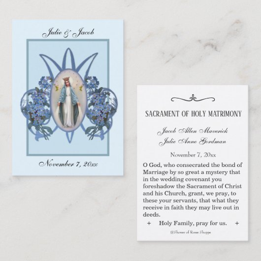 Marian Katholic Gastgeschenk Hochzeit Holy Card Visitenkarte (Vorne/Hinten)