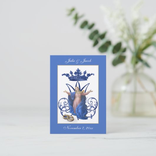 Marian Katholic Gastgeschenk Hochzeit Holy Card Visitenkarte (Stehend Vorderseite)