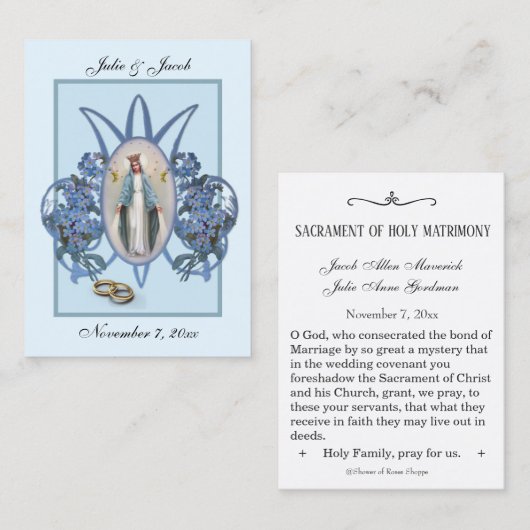 Marian Katholic Gastgeschenk Hochzeit Holy Card Visitenkarte (Vorne/Hinten)