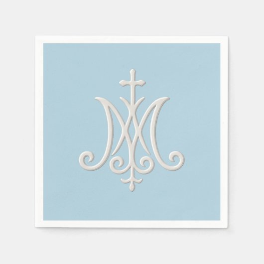 Marian Monogram Religious Katholic Blue White Serviette (Vorderseite)
