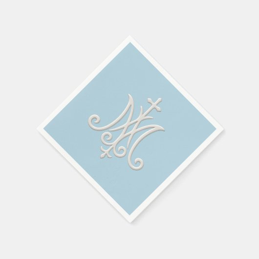 Marian Monogram Religious Katholic Blue White Serviette (Ecke)