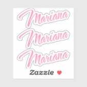 Mariana Decorative Name in Rosa x3 Aufkleber (Blatt)