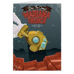 Marianas-Graben Vintage-Cartoon-Reiseposter.