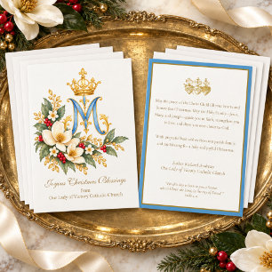 Marianisches Monogramm Florale Weihnachtskarte für Feiertagskarte