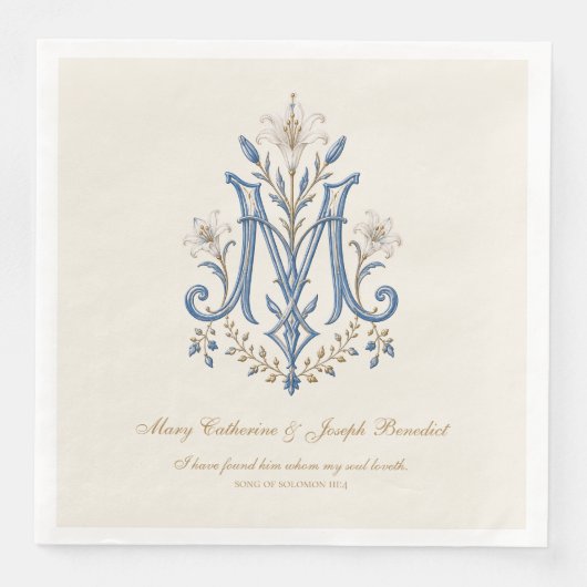 Marianisches Monogramm Katholische Hochzeit mit Sc Serviette (Vorderseite)