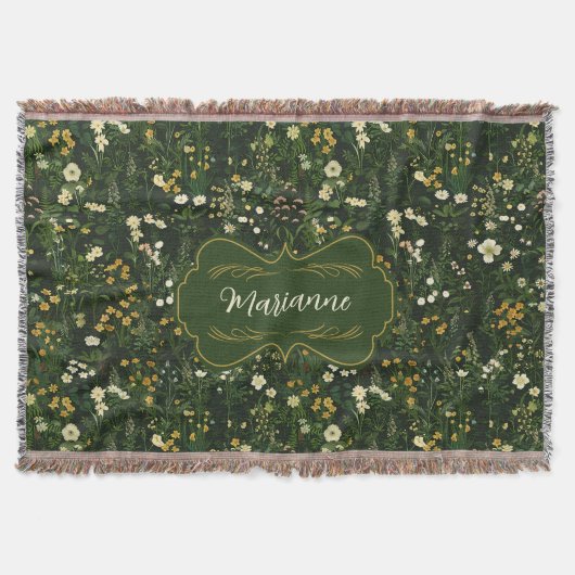 Marianne Dark Daisy Floral Decke (Vorderseite)