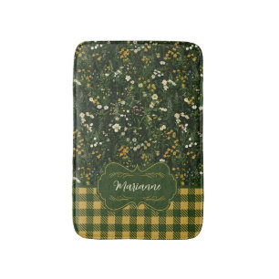 Marianne Dark Daisy Floral Kariert Badematte