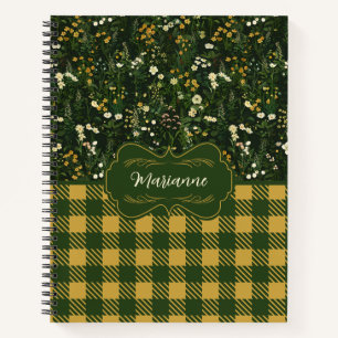 Marianne Dark Daisy Floral Kariert Deluxe Notizblock