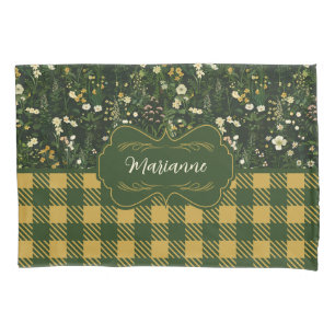 Marianne Dark Daisy Floral Kariert Kissenbezug