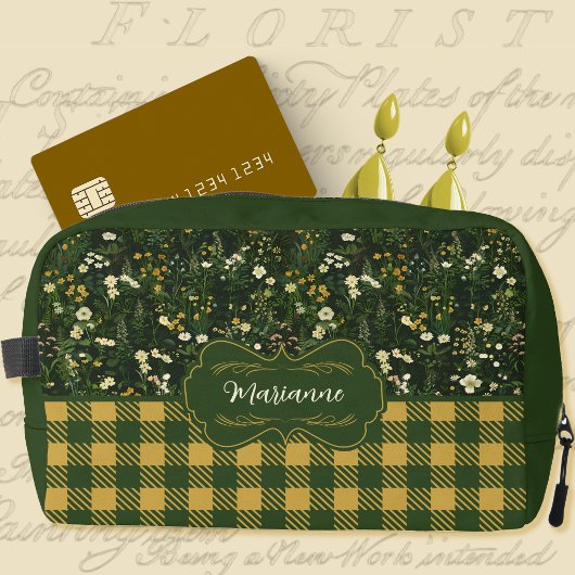 Marianne Dark Daisy Floral Kariert Waschbeutel