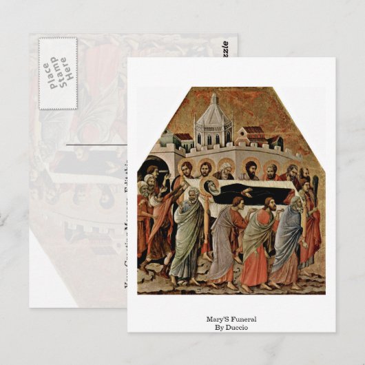 Marias Beerdigung durch Duccio Postkarte (Vorne/Hinten)