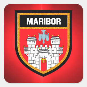 Maribor Flag Quadratischer Aufkleber
