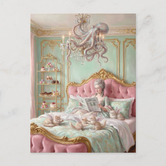 Marie Antoinette and the octopus. Surreal Postkarte