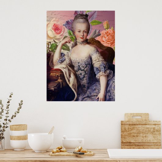 Marie Antoinette auf Blume Poster (Küche)