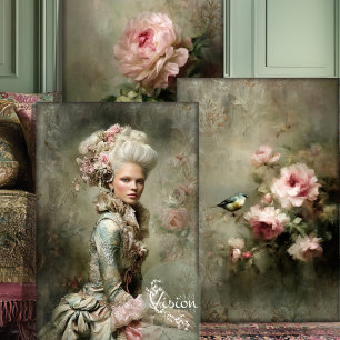 Marie Antoinette Barock-Rosen Pink Damaszener Geschenkpapier Set