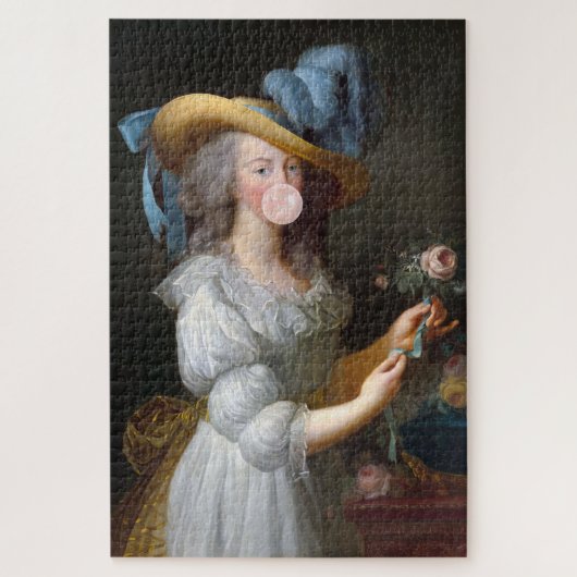 Marie Antoinette bläst ein rosa Kaugummi Puzzle (Vertikal)