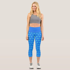 Marie Antoinette Blue Bow Capri Leggings