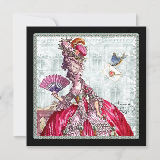 Marie Antoinette Bridal Dusche Einladung (Vorderseite)