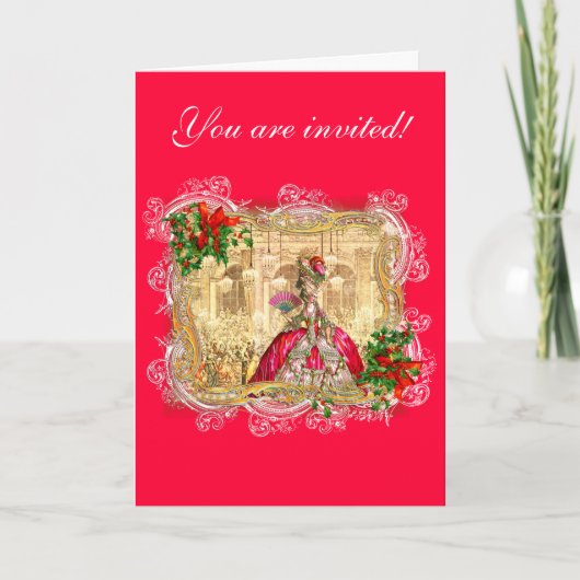 Marie Antoinette Christmas Ball Feiertagskarte (Vorderseite)